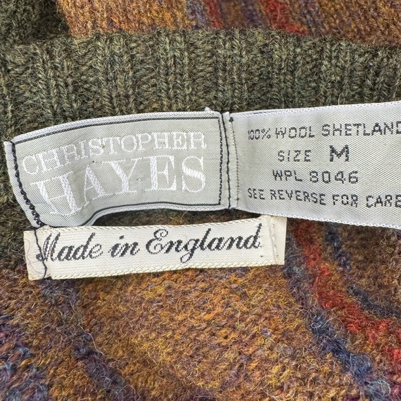 VINTAGE Christopher Hayes Sweater Mens Size M Green Red Plaid Shetland Wool. - Picture 10 of 11